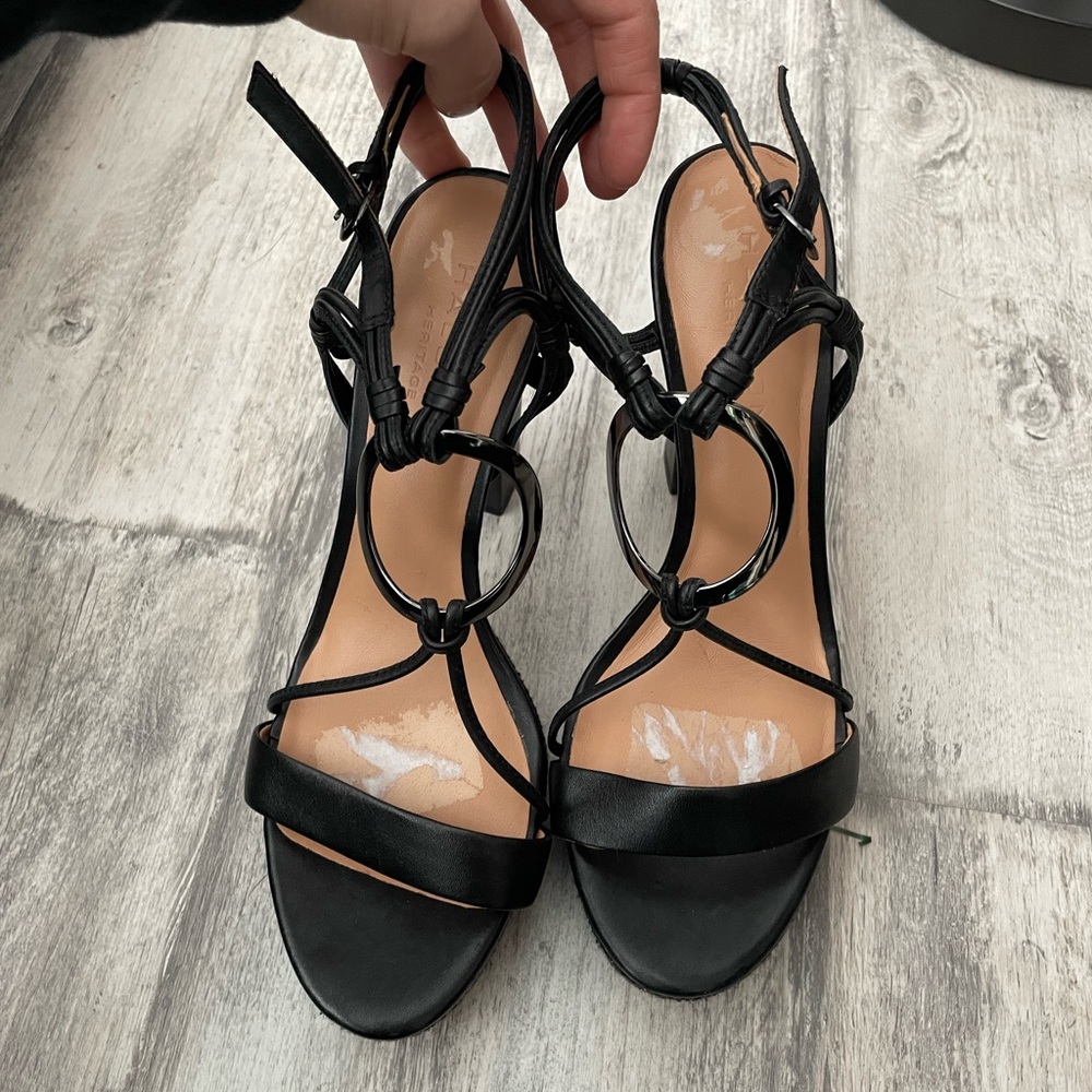 Halston Heritage new black platform heeled sandals